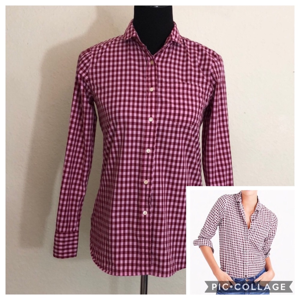 J. Crew club collar Boy button down in gingham s
